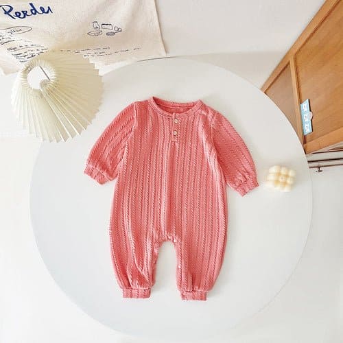 Baby Solid Color Long Sleeve Soft Cotton Simple Style Romper - The Little Big Store