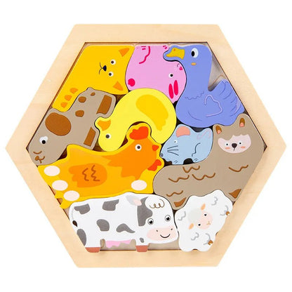 Baby toy Wooden jigsaw Puzzle Creative 3D Puzzle for Children's Intelligence Development Ealy Educational toy for Children - The Little Big Store