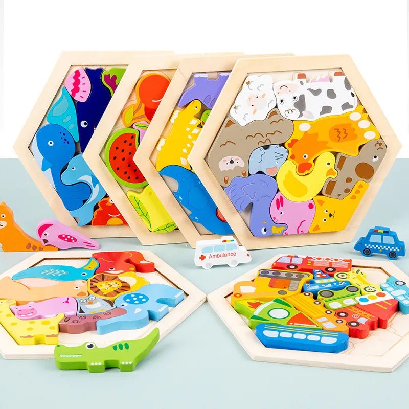 Baby toy Wooden jigsaw Puzzle Creative 3D Puzzle for Children's Intelligence Development Ealy Educational toy for Children - The Little Big Store