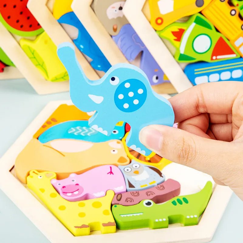 Baby toy Wooden jigsaw Puzzle Creative 3D Puzzle for Children's Intelligence Development Ealy Educational toy for Children - The Little Big Store