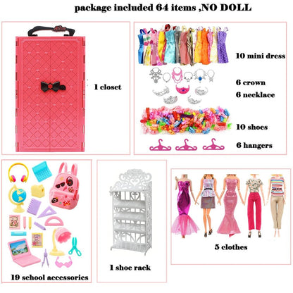 Barbie's Closet Collection: 64 Items of Doll Delight! - The Little Big Store