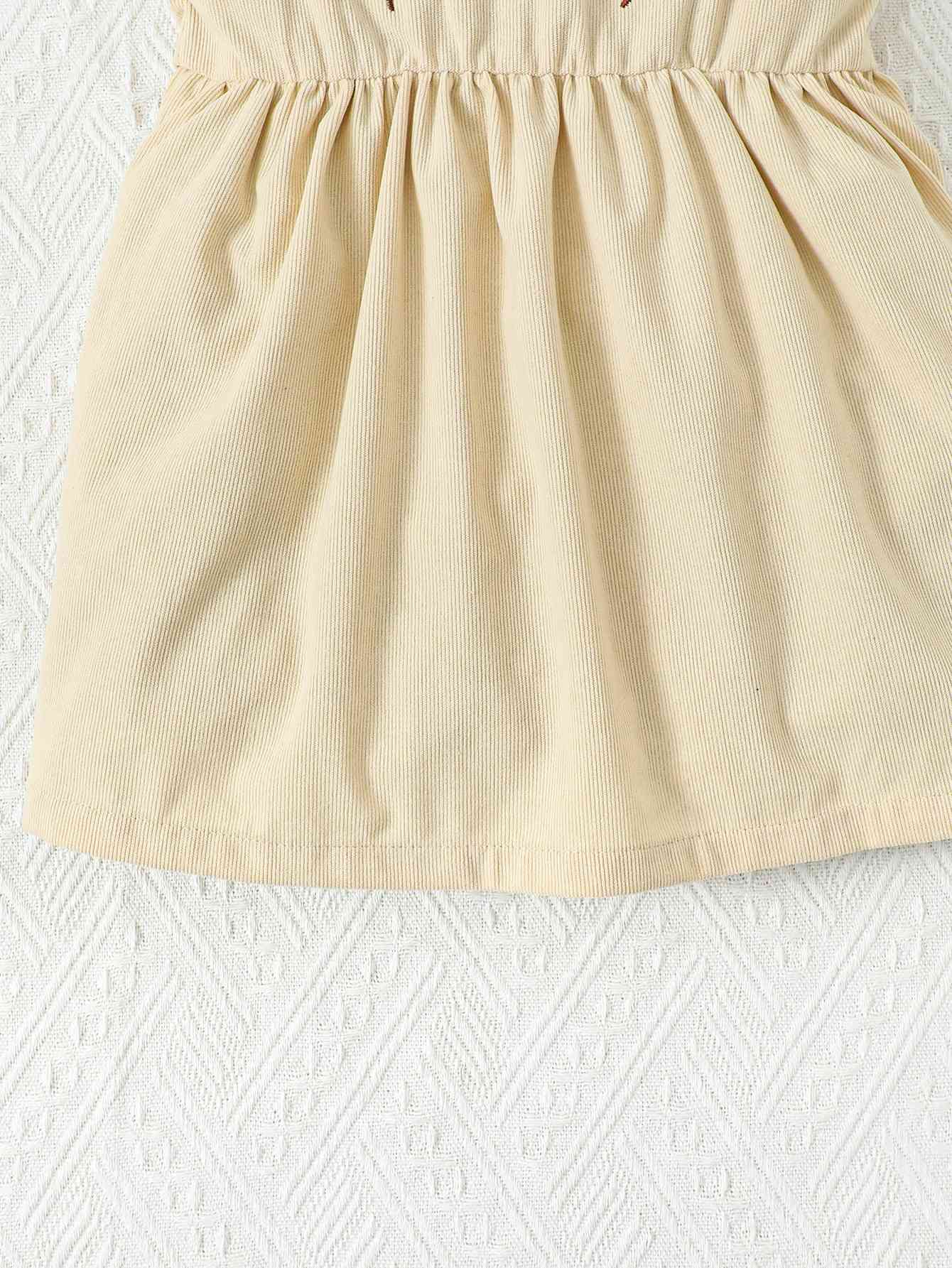 BEAUTIFUL GIRL Embroidered Graphic Square Neck Dress - The Little Big Store