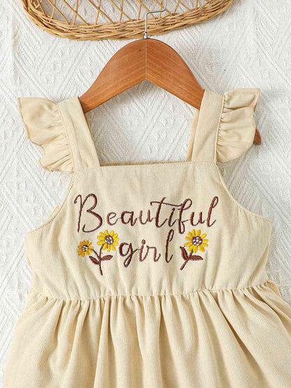 BEAUTIFUL GIRL Embroidered Graphic Square Neck Dress - The Little Big Store