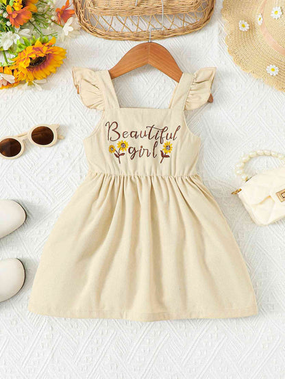 BEAUTIFUL GIRL Embroidered Graphic Square Neck Dress - The Little Big Store