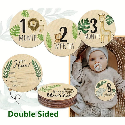 Capture Every Moment: Wooden Monthly Milestone Cards - Perfect for Cherished Memories - The Little Big Store