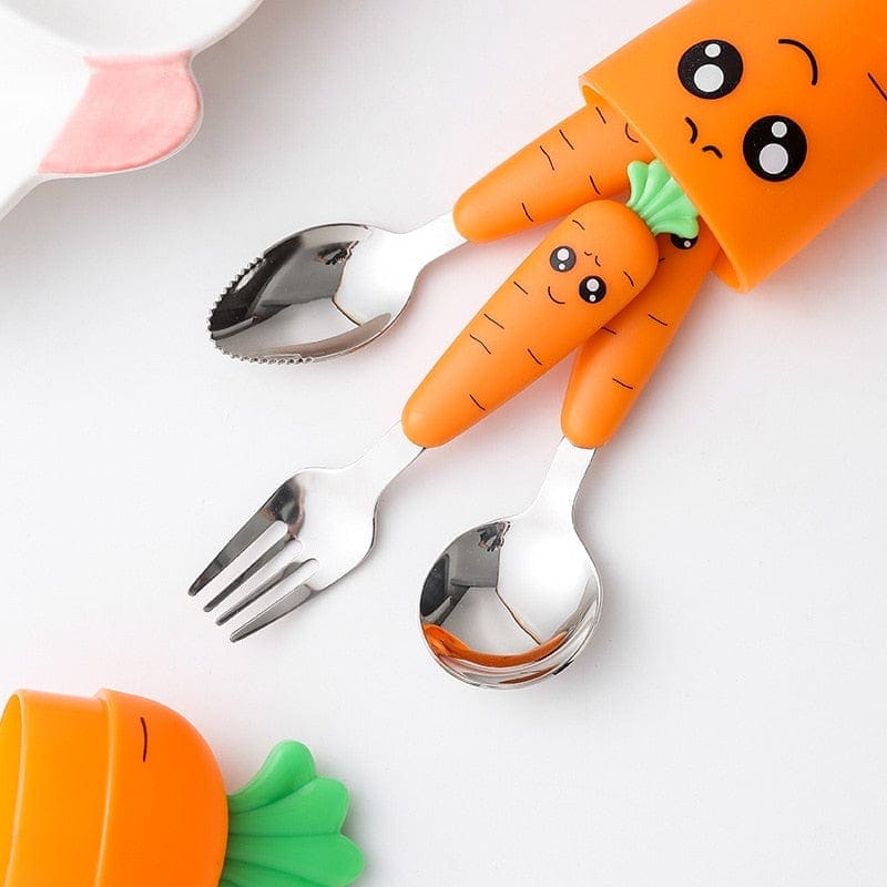 Carrots & Cutlery: Children Carrots Tableware Set for Wholesome Meals! - The Little Big Store