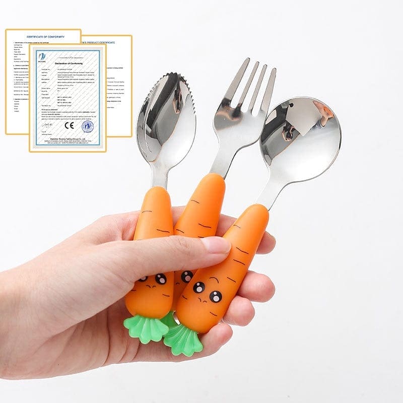 Carrots & Cutlery: Children Carrots Tableware Set for Wholesome Meals! - The Little Big Store