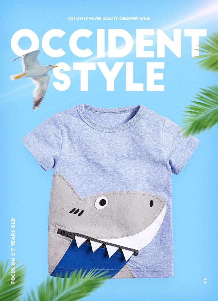 Cartoon Bliss Unleashed: Knitted Cotton Coolness for Little Gents! Short Sleeve Marvels in Every Stitch - The Little Big Store