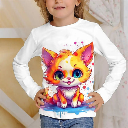 Cat Chic: Long Sleeve Tee for Stylish Girls! - The Little Big Store