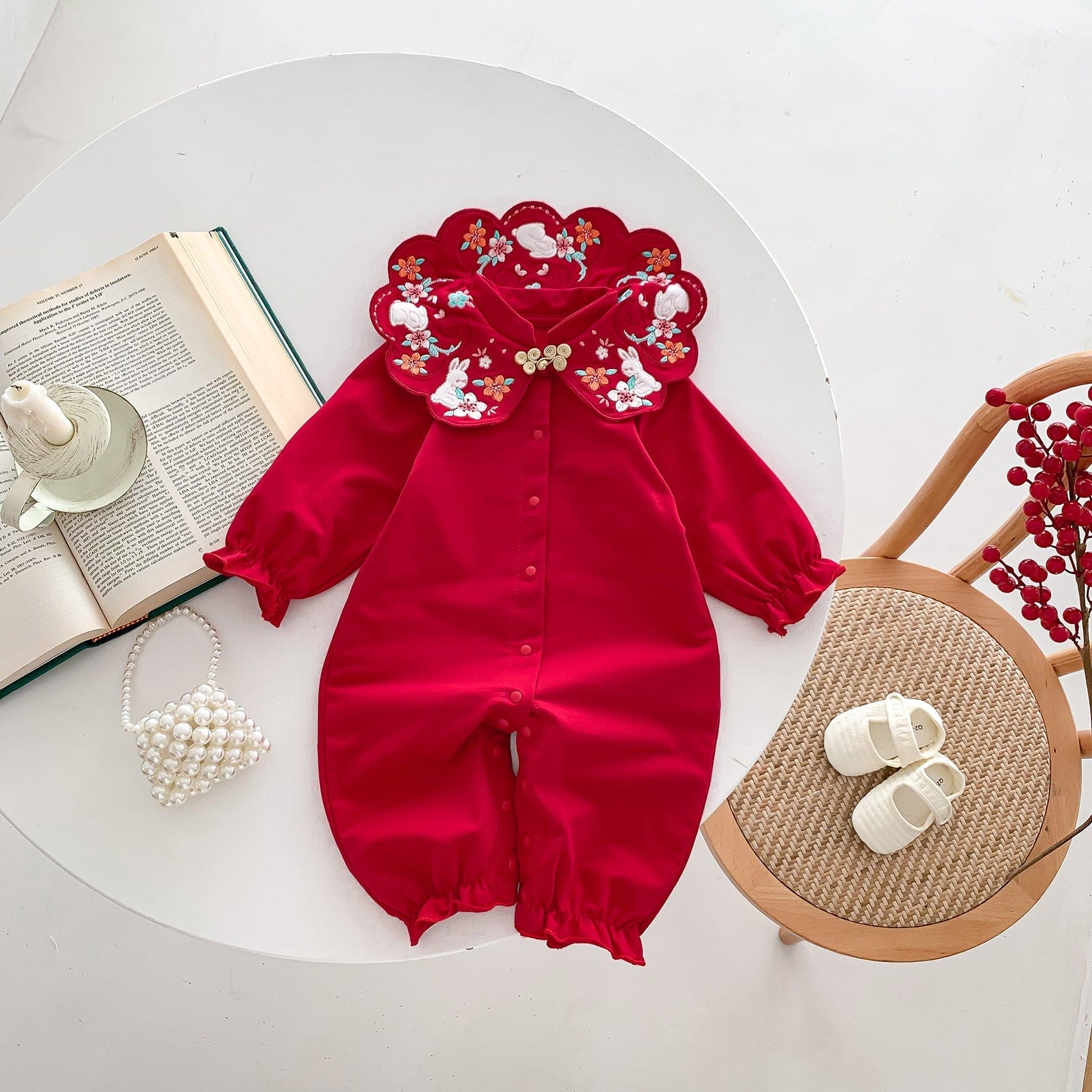 Chinese Style Red Festival Romper In Autumn - The Little Big Store