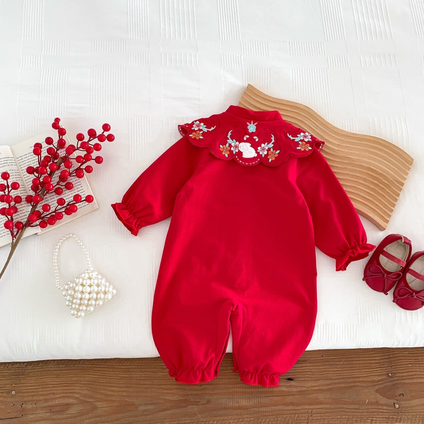 Chinese Style Red Festival Romper In Autumn - The Little Big Store