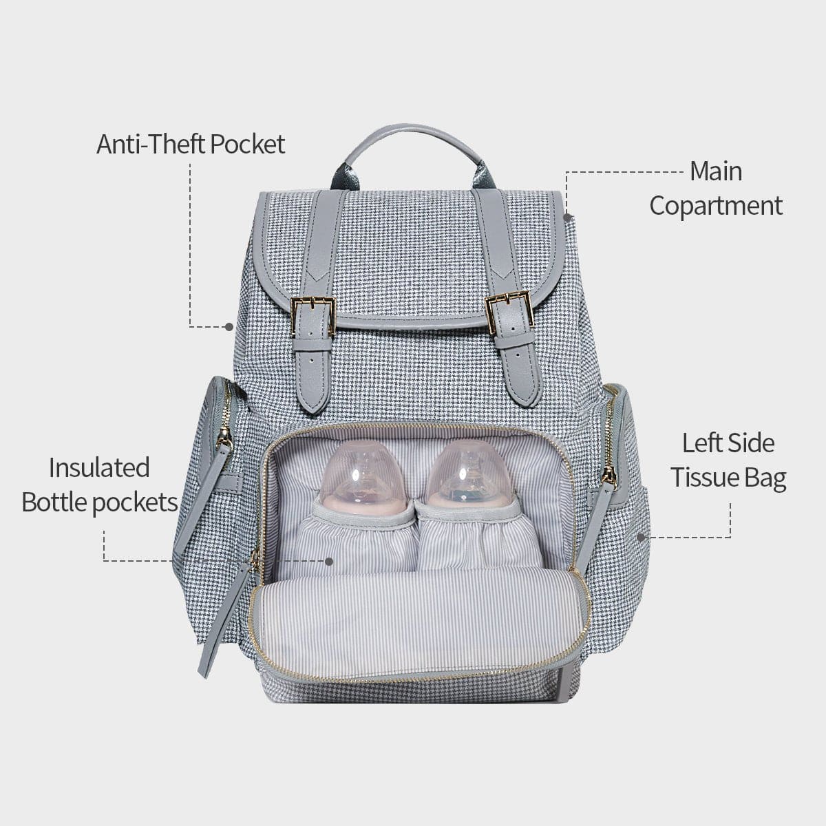 Fashion Tweed Baby Diaper Bag Backpack - The Little Big Store