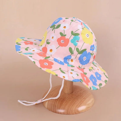 Floral Fun: Kids' Cotton Cartoon Bucket Cap - Summer Sun Protection with Style! - The Little Big Store