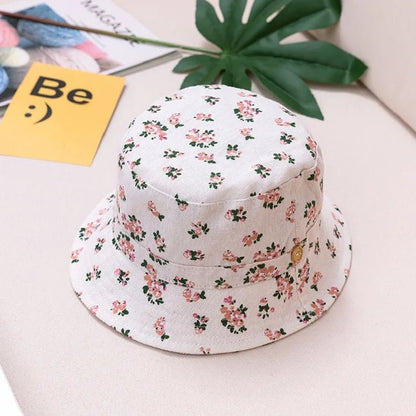 Floral Fun: Kids' Cotton Cartoon Bucket Cap - Summer Sun Protection with Style! - The Little Big Store