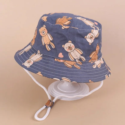 Floral Fun: Kids' Cotton Cartoon Bucket Cap - Summer Sun Protection with Style! - The Little Big Store