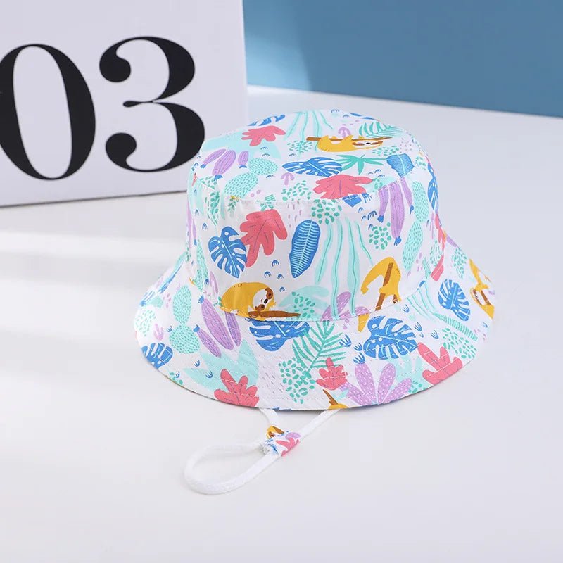 Floral Fun: Kids' Cotton Cartoon Bucket Cap - Summer Sun Protection with Style! - The Little Big Store