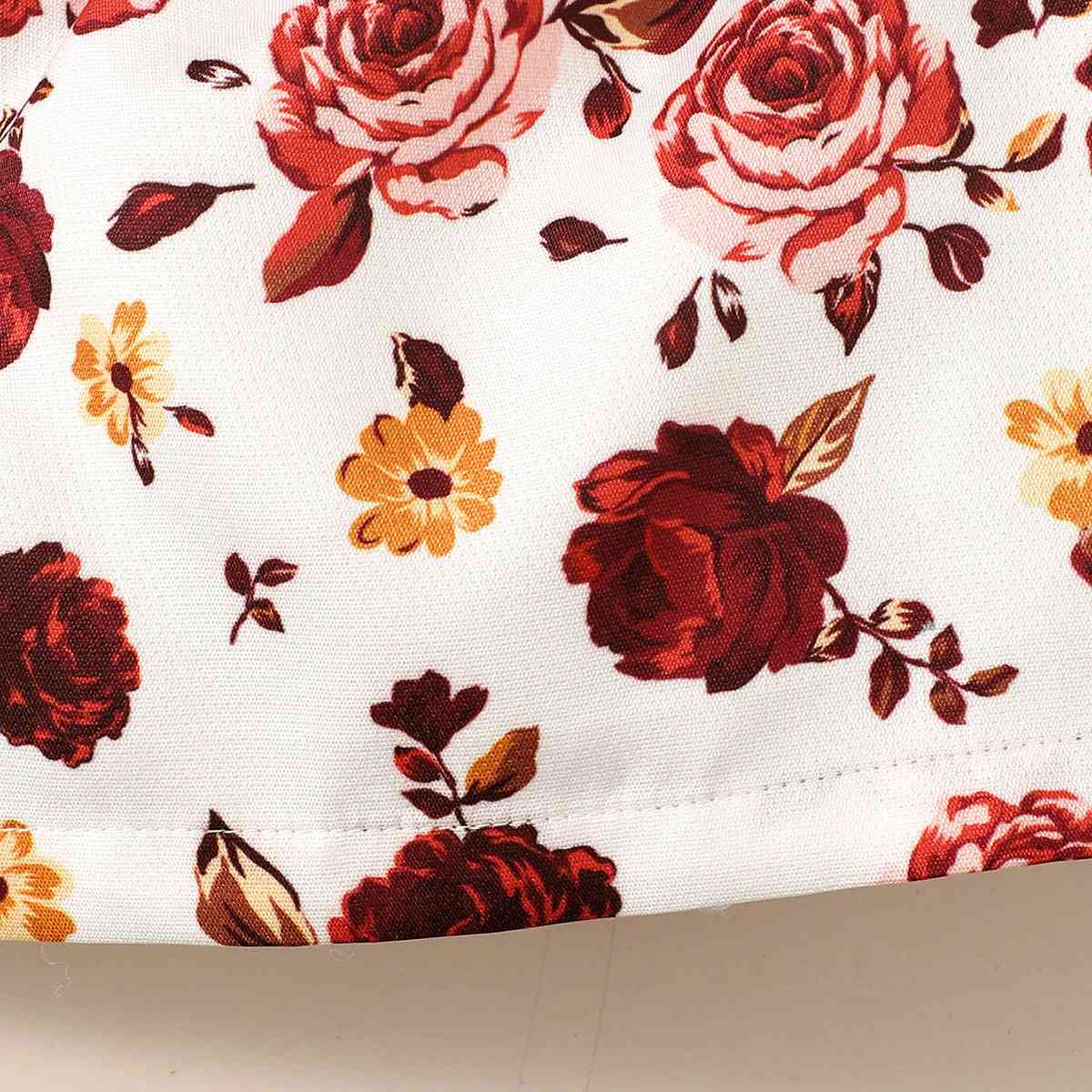 Floral Print Belted Short Dress - The Little Big Store