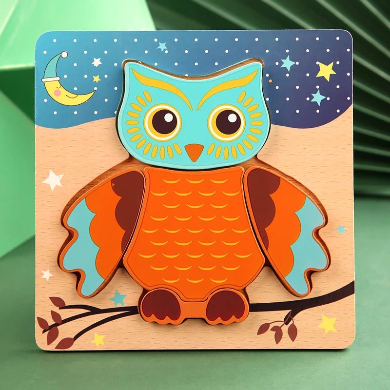 High Quality 3D Wooden Puzzle Baby Cartoon Animal Traffic Jigsaw Early Learning Cognition Game Puzzle Toys for Children - The Little Big Store