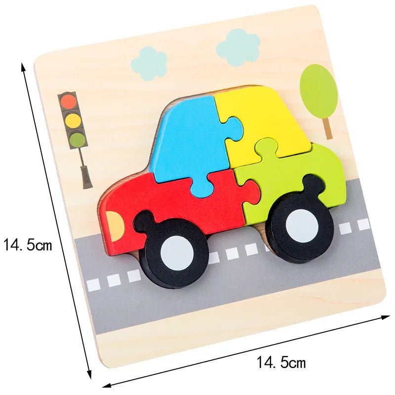 High Quality 3D Wooden Puzzle Baby Cartoon Animal Traffic Jigsaw Early Learning Cognition Game Puzzle Toys for Children - The Little Big Store