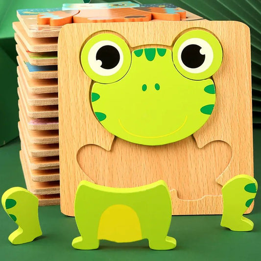 High Quality 3D Wooden Puzzle Baby Cartoon Animal Traffic Jigsaw Early Learning Cognition Game Puzzle Toys for Children - The Little Big Store