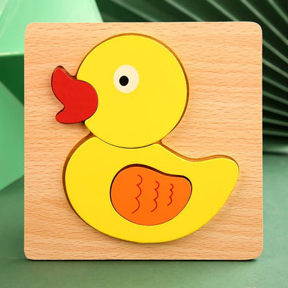 High Quality 3D Wooden Puzzle Baby Cartoon Animal Traffic Jigsaw Early Learning Cognition Game Puzzle Toys for Children - The Little Big Store