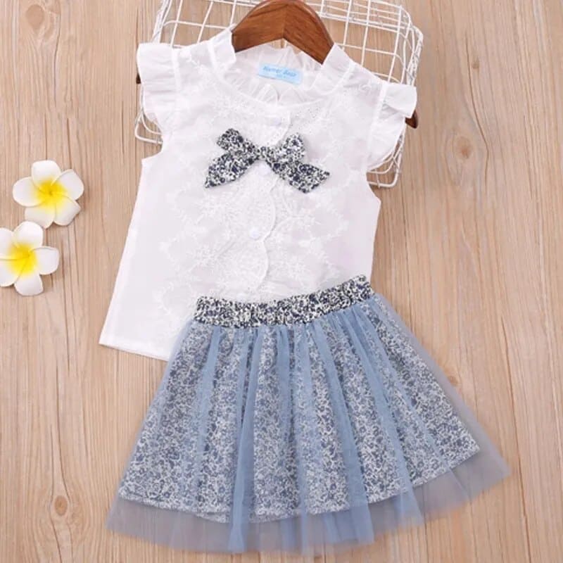 Humor Bear Girls Clothing Set New Summer Flower Hollow sleeve Tops +Shorts Kids Suits - The Little Big Store