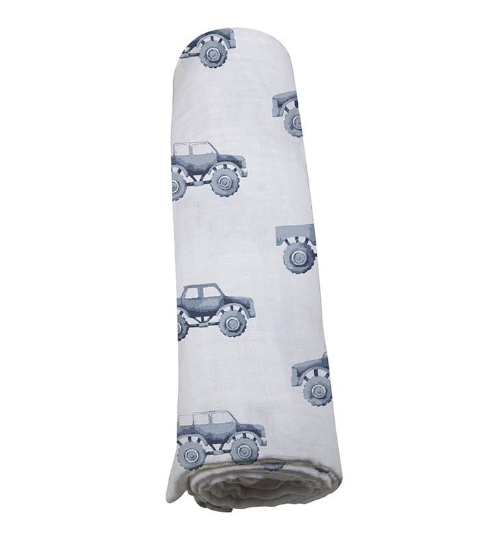 Indigo Monster Trucks Cotton Swaddle - The Little Big Store