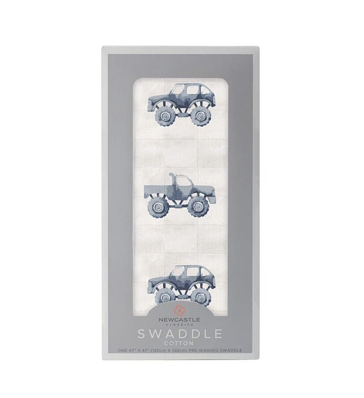 Indigo Monster Trucks Cotton Swaddle - The Little Big Store