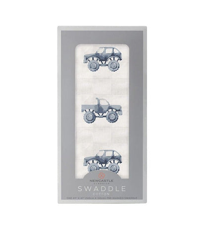 Indigo Monster Trucks Cotton Swaddle - The Little Big Store