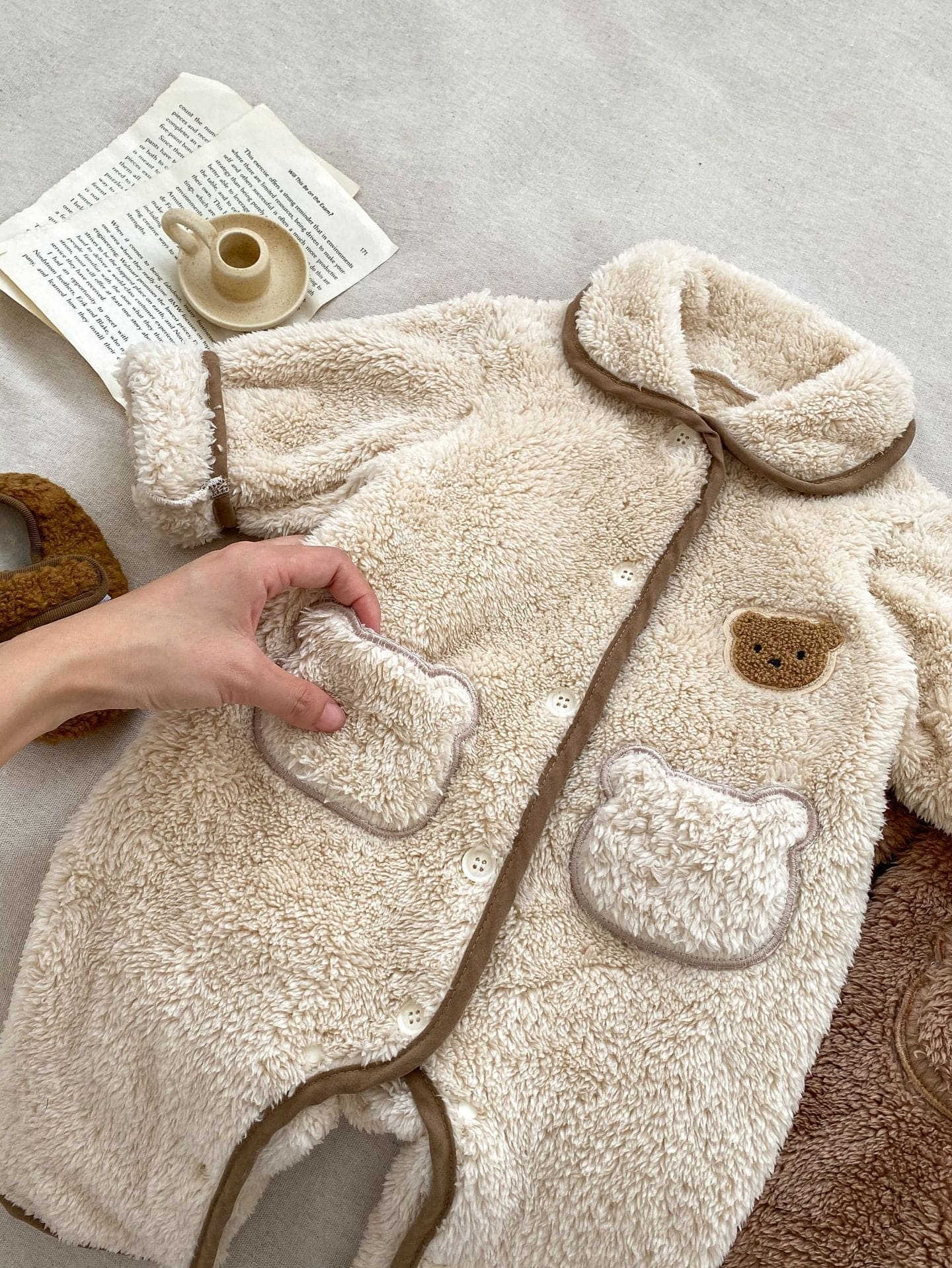 Infant Baby Lovely Little Bear Warmful Pajamas Romper In Winter - The Little Big Store