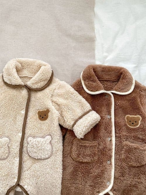 Infant Baby Lovely Little Bear Warmful Pajamas Romper In Winter - The Little Big Store