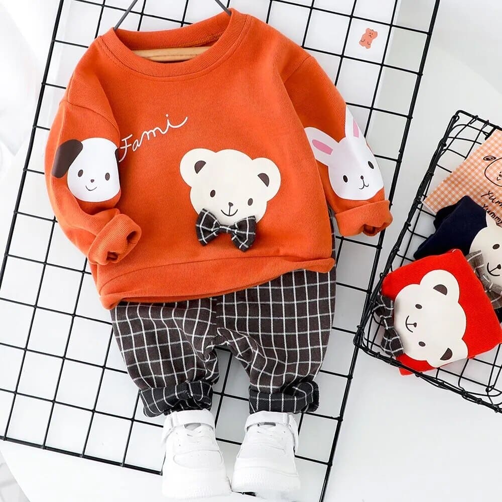 🌟👶 JollyTots Delight! Bibicola Baby Boy Outfit Set 👕👖 - The Little Big Store