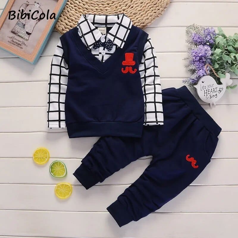 🌟👶 JollyTots Delight! Bibicola Baby Boy Outfit Set 👕👖 - The Little Big Store