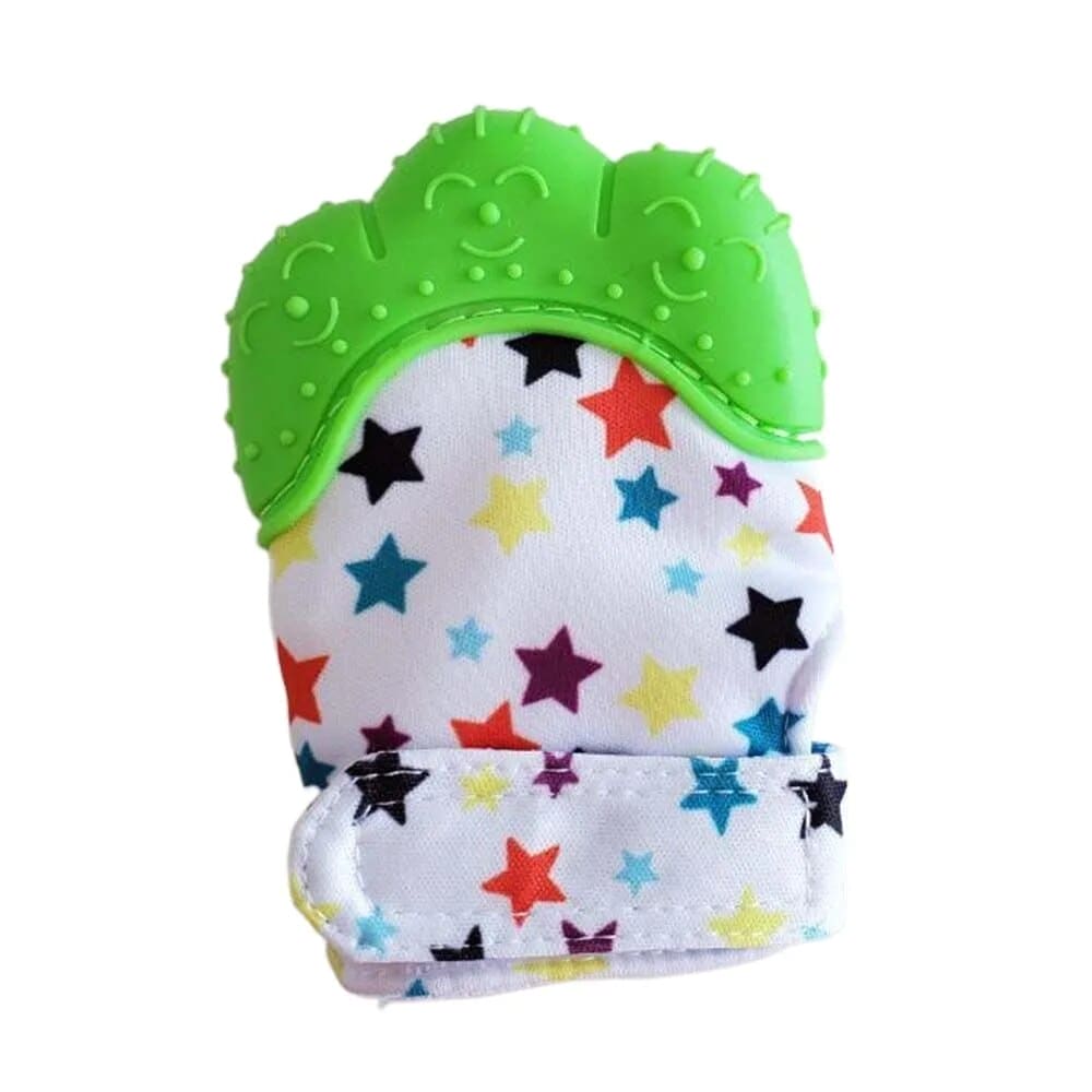 Keep Teething Troubles at Bay with our Heart & Star Print Silicone Teether Mitten! 🌟👶🦷 - The Little Big Store