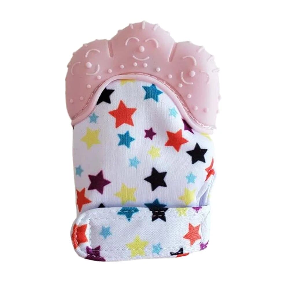 Keep Teething Troubles at Bay with our Heart & Star Print Silicone Teether Mitten! 🌟👶🦷 - The Little Big Store