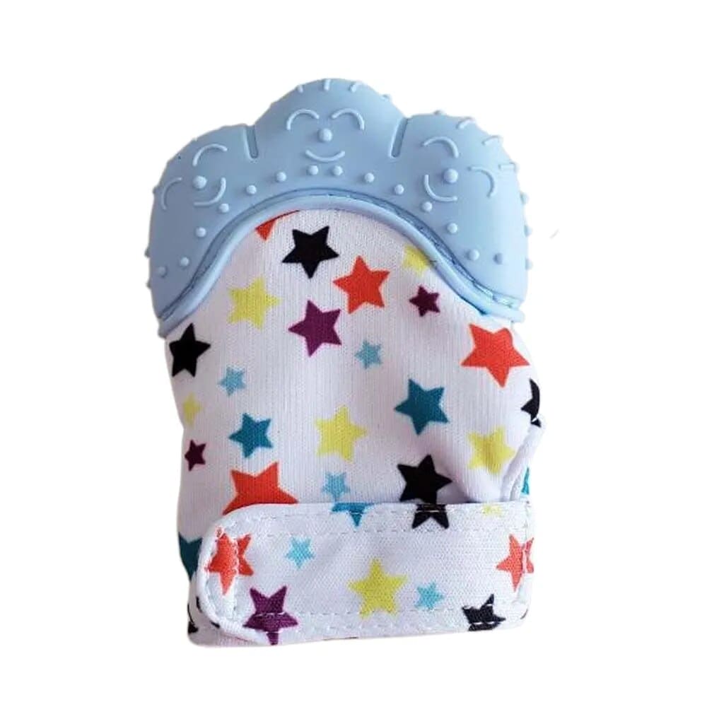 Keep Teething Troubles at Bay with our Heart & Star Print Silicone Teether Mitten! 🌟👶🦷 - The Little Big Store