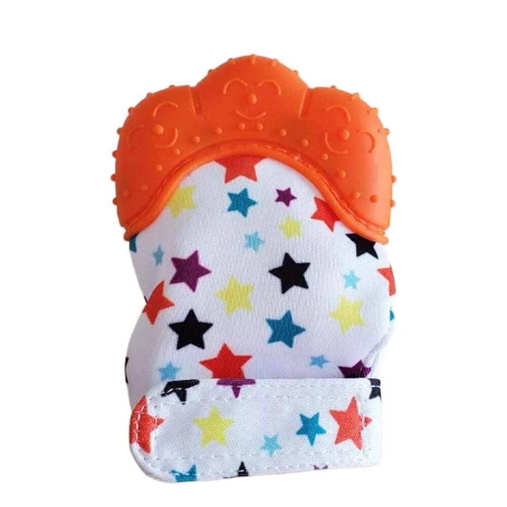 Keep Teething Troubles at Bay with our Heart & Star Print Silicone Teether Mitten! 🌟👶🦷 - The Little Big Store