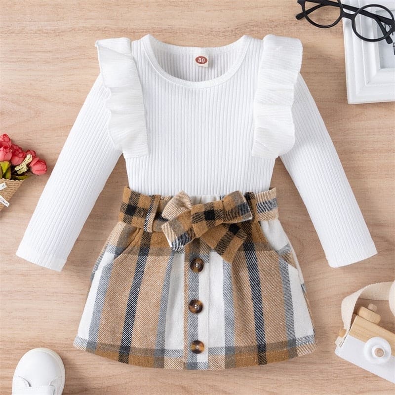 Knitted Ribbed Solid Color Baby Girl Set - The Little Big Store