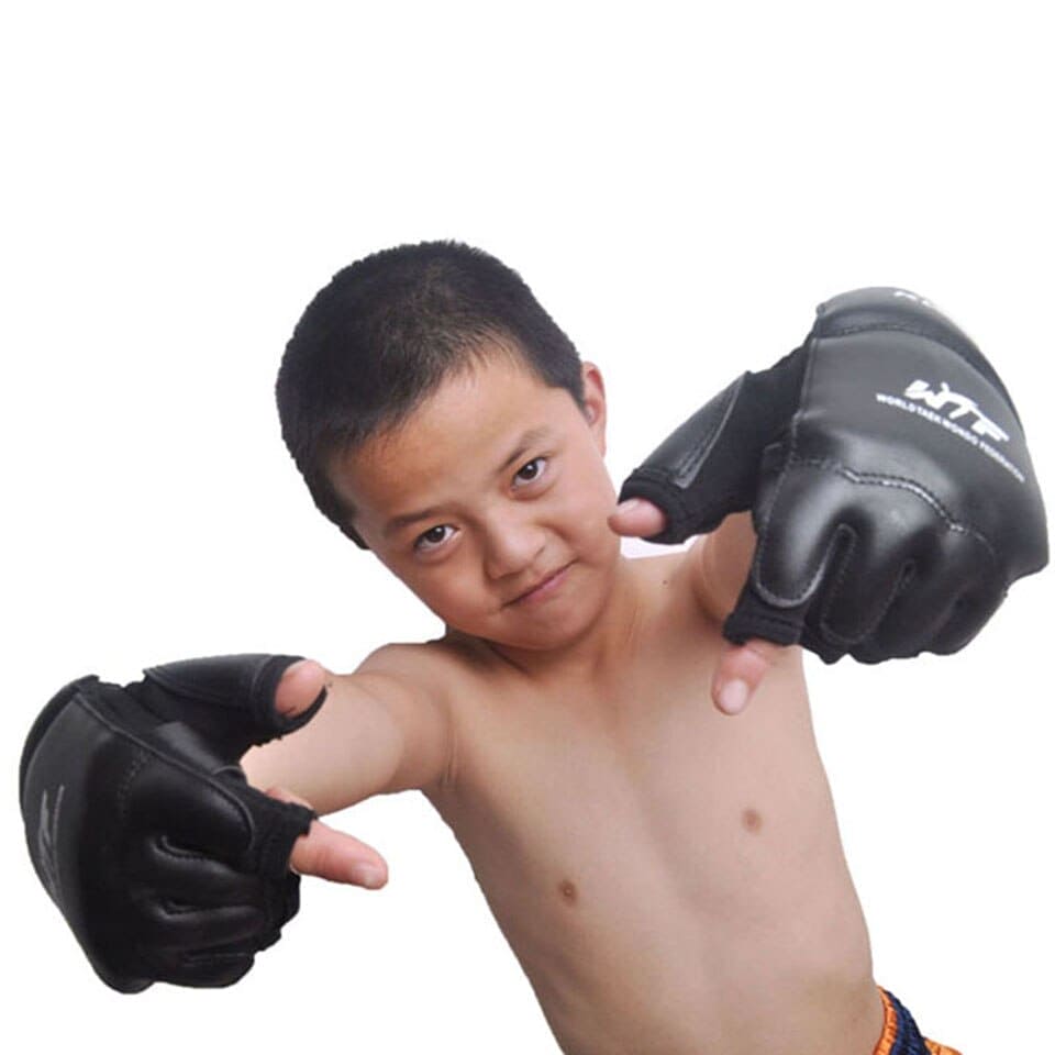 New Leather Half Finger Kids Children Karate Boxing Gloves - The Little Big Store