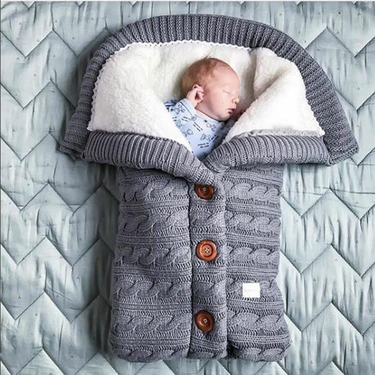 Newborn Baby Winter Warm Sleeping Bags Infant Button Knit Swaddle Wrap - The Little Big Store