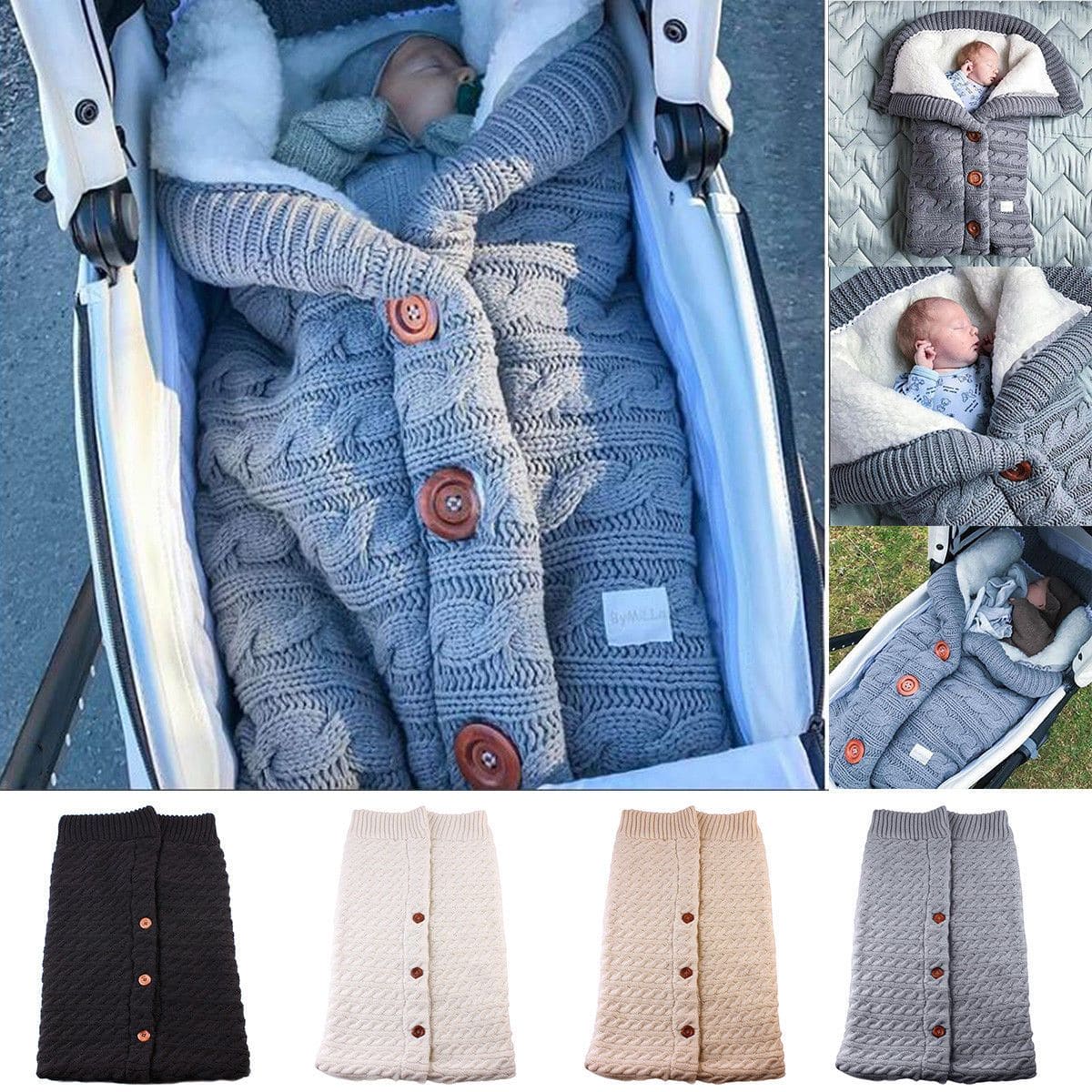 Newborn Baby Winter Warm Sleeping Bags Infant Button Knit Swaddle Wrap - The Little Big Store