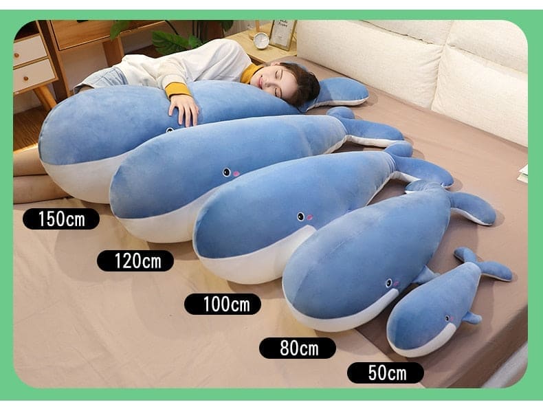 Ocean Wonders: 50-150CM Giant Blue Whale Plush Toy Adventure! - The Little Big Store