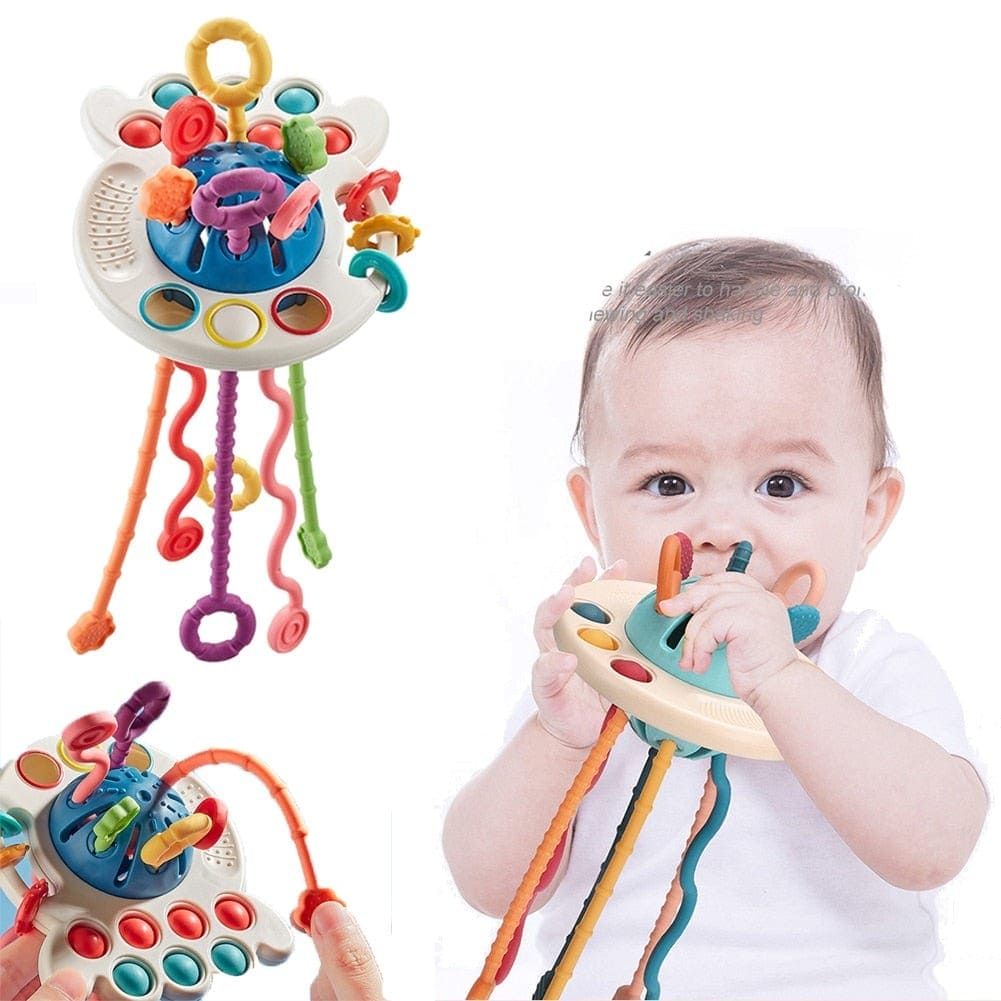 Octo-Sensory Marvel: Baby Montessori Pull String Octopus Toy - The Little Big Store