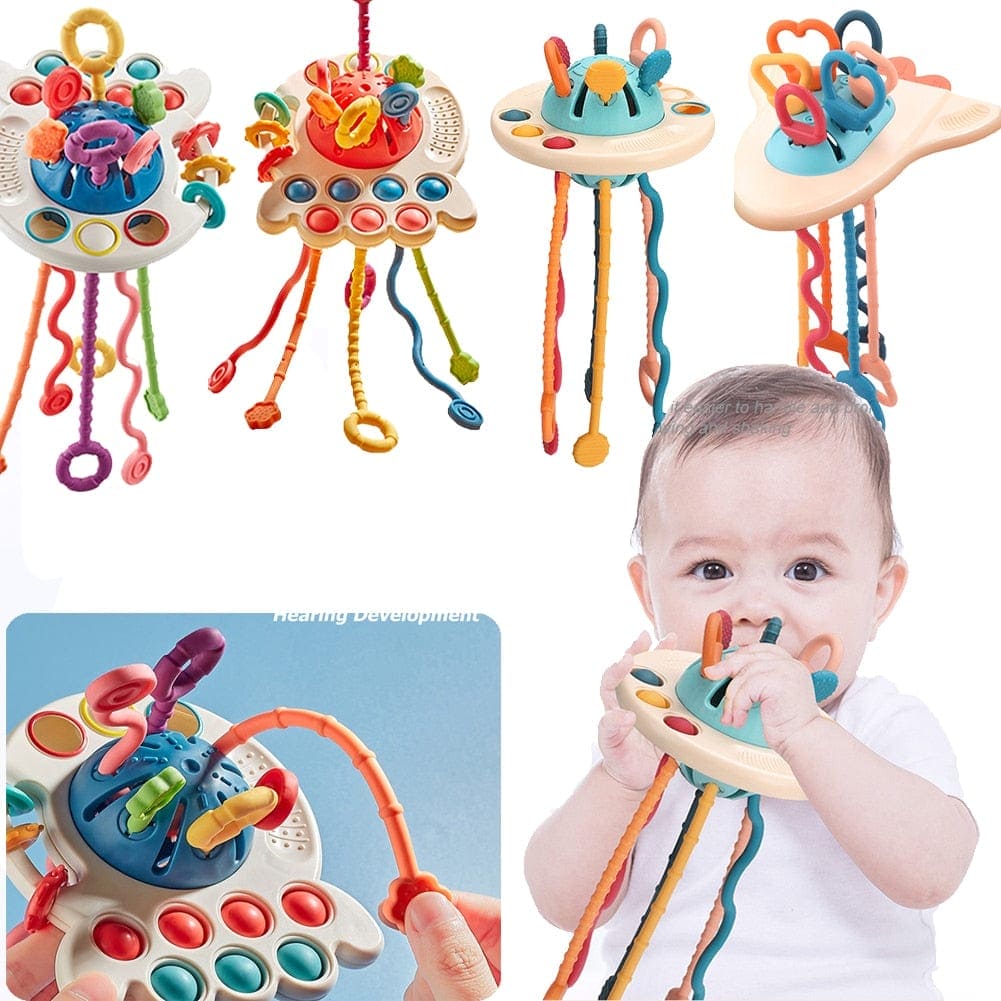 Octo-Sensory Marvel: Baby Montessori Pull String Octopus Toy - The Little Big Store