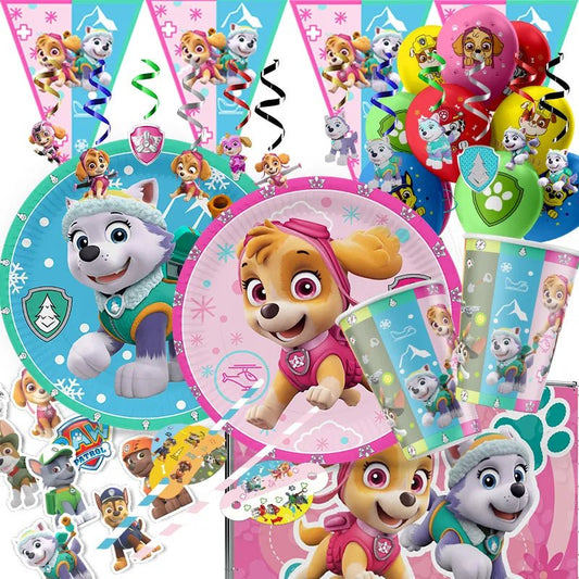 Paw-ty Pups Galore: Paw Patrol Dogs Skye Everest Balloons and Kid Birthday Party Decor – Unleash the Fun with Tableware, Stickers, and More! - The Little Big Store