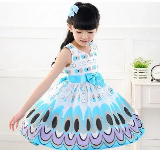 Peacock Princess: Adorable Girls' Sleeveless Dress - The Little Big Store