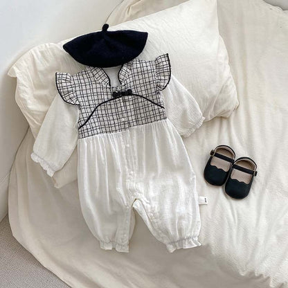 Plaid Pattern Fashion Long Sleeve Romper - The Little Big Store