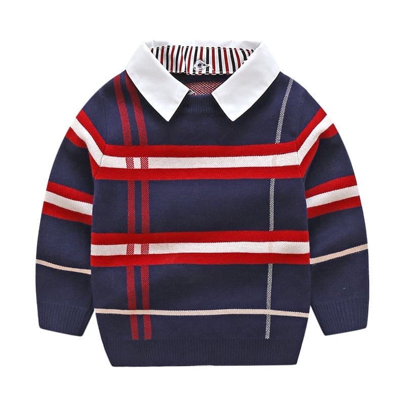 Plaid Perfection: Boys' Jacquard Sweater – Trendsetting Style for Every Young Gentleman! - The Little Big Store