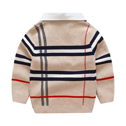 Plaid Perfection: Boys' Jacquard Sweater – Trendsetting Style for Every Young Gentleman! - The Little Big Store