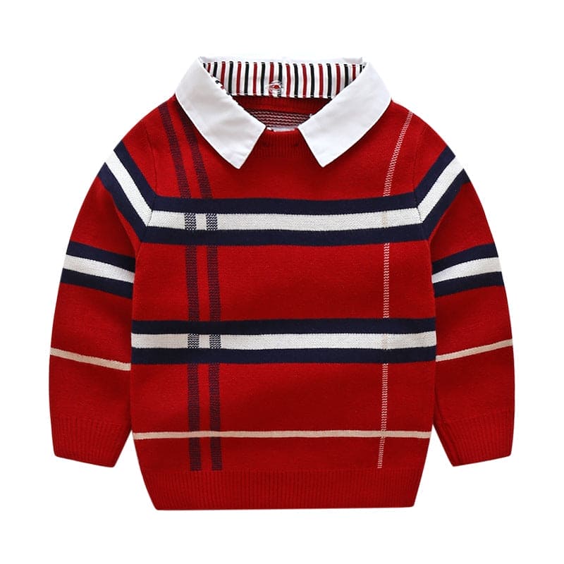 Plaid Perfection: Boys' Jacquard Sweater – Trendsetting Style for Every Young Gentleman! - The Little Big Store